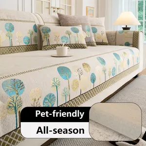 Bohemian Style Soft Chenille Sofa Cushion, Pet-Friendly, Anti-Wrinkle, All-Season Use, Easy Installation