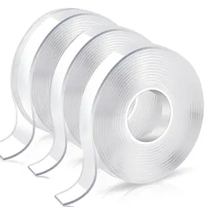 2026 Upgraded Heavy-Duty Transparent Nano Tape, 10.5ft Double-Sided Adhesive Mounting Strips, Multi-Surface Compatible, Renter-Friendly, Easy to Apply, Precise Cut-to-Size, Stretchable Residue-Free Removal, Washable for Room Decor, Picture Hanging & More