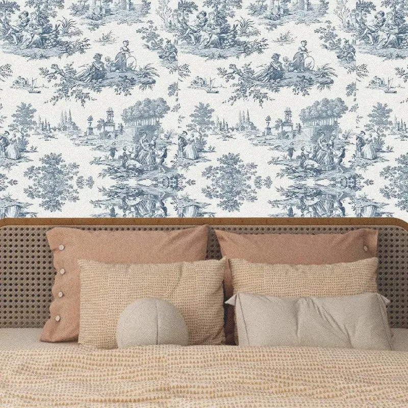 Vintage Countryside Pattern Wallpaper, 1 Roll Self-adhesive Wallpaper, Waterproof Removable Wallpaper for Living Room Kitchen Bedroom Dormitory
