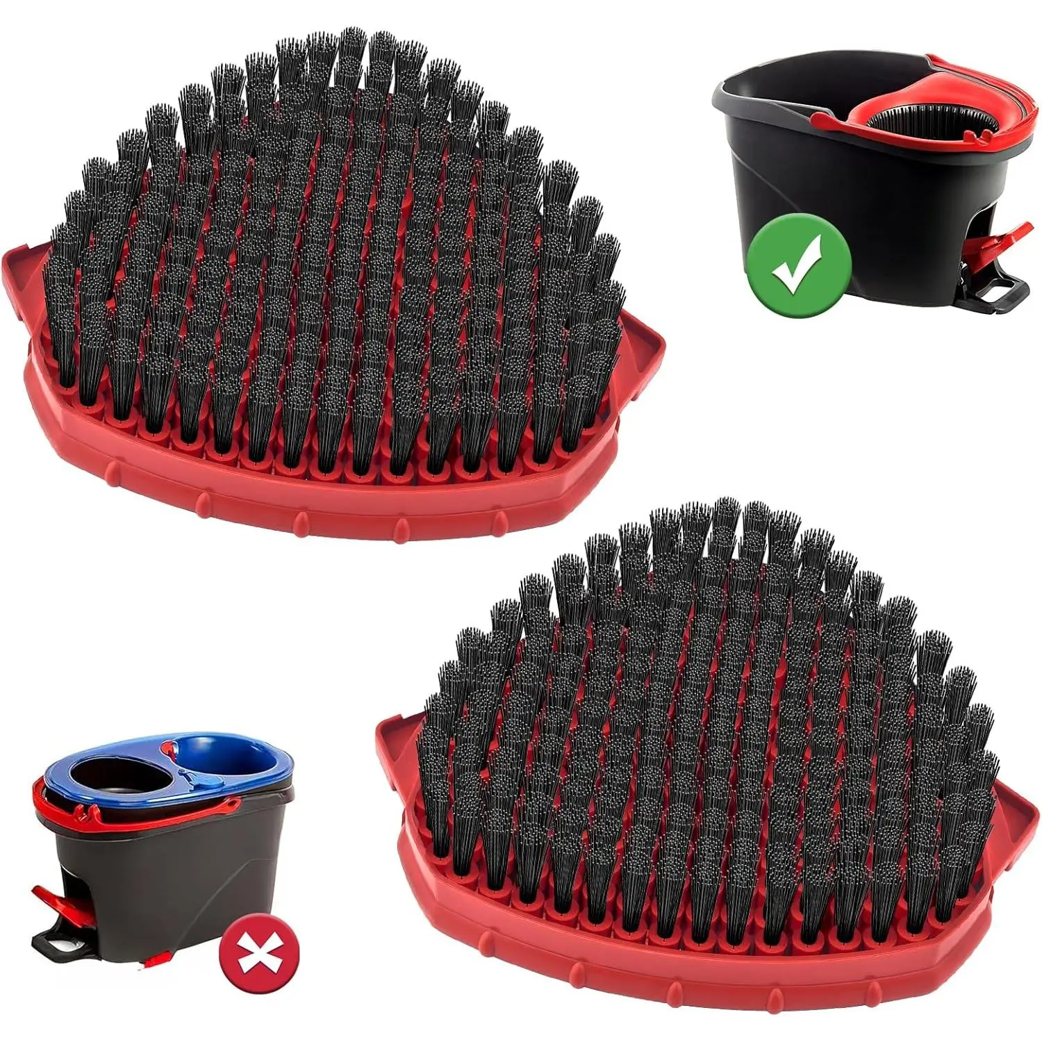 Upgrade Scrub Brush 2 Pcs Spin Mop Scrub Brush Replace Heads Compatible with O Cedar EasyWring 1 Tank System, for Ocedar Scrubber mop Head Attachment (2PCS Scrub Brush (1-Tank) 1)