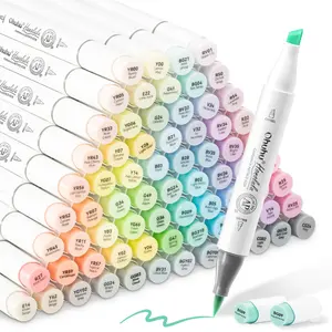 Ohuhu Pastel Alcohol Markers: Brush & Chisel/Fine - 96 Colors of Sweetness + Blossoming - Double Tipped Art Alcohol Markers for Artist Adults' Coloring Illustration - Refillable - AP Certificated - Honolulu & B Series of Ohuhuart