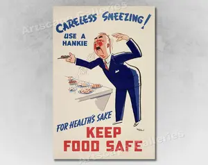 Careless Sneezing! 1940s Unusual Vintage Health Poster