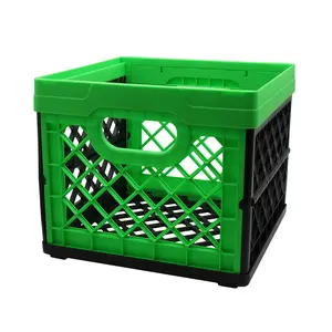 GRIP Folding Stackable Storage Bin, 6 Gallon - Dimensions: 13" x 13" x 11" - Milk Crate - Capacity: 50 lbs - Heavy Duty, Plastic Collapsible Crate for Sporting Goods, Toys, Pool Toys, Decor, Files