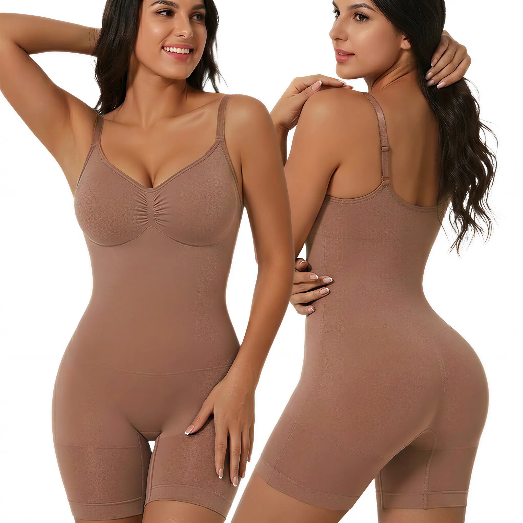 AS-UC Women's Seamless Sculpting Bodysuit Shorts - Adjustable-Strap Body Shaping Fitted Footless Bodysuit for Everyday Wear (25425/25424), Body Shaping Bodysuits, Fitted Bodysuits Compression Compression