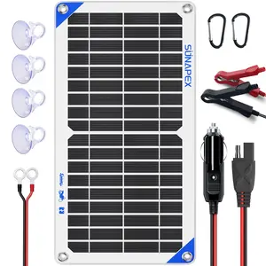 SUNAPEX Solar Battery Charger Maintainer, 10W 12V Portable Waterproof Solar Panel Trickle Charger with Built-in Charge Controller, Cig Plug, Alligator Clips, O-Rings for Car, Truck,Tractor, Boat, etc