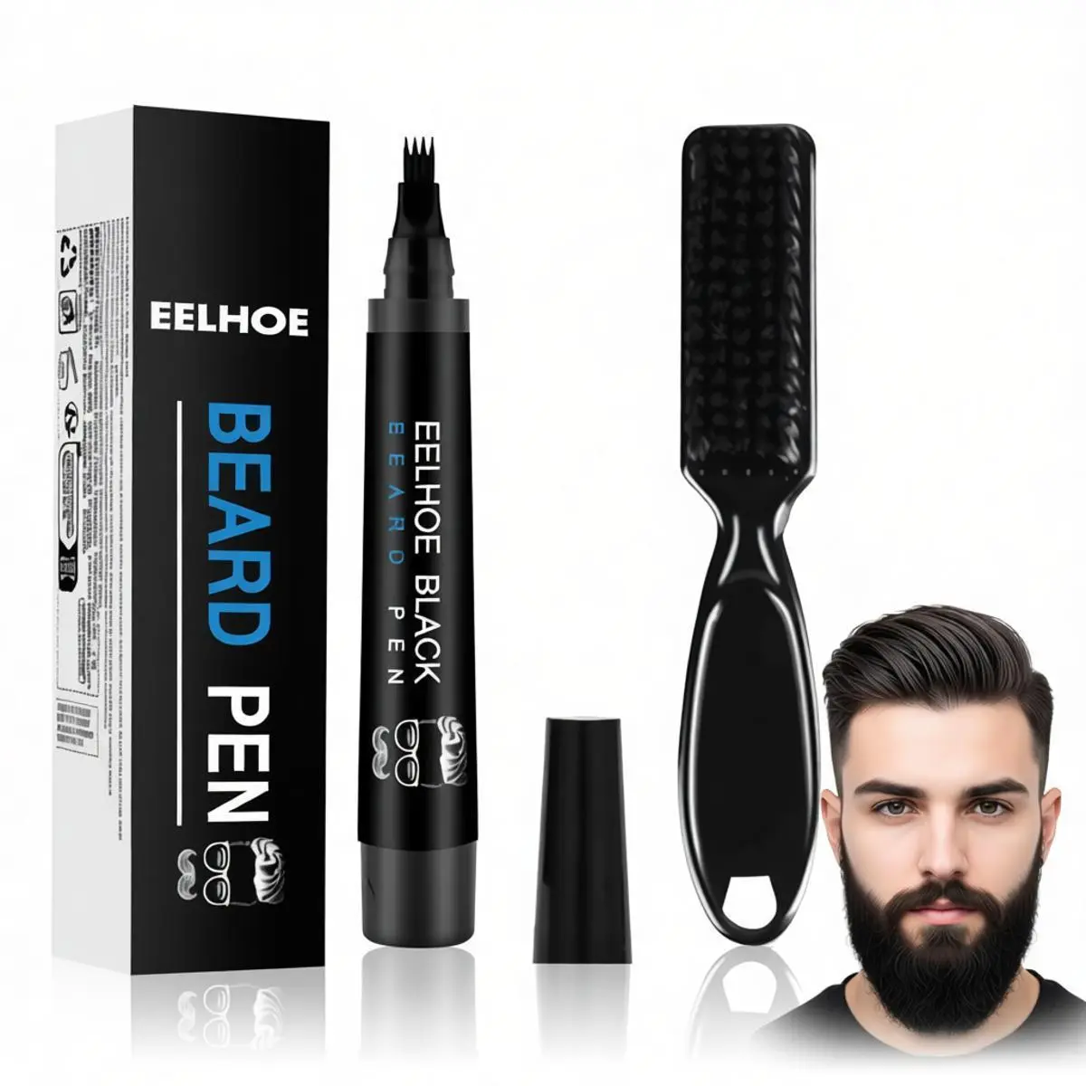 EELHOE Beard Pen for Men Long-Lasting, Waterproof & Smudge-Proof Beard Pencil for Men | Conceals Gaps, Defines Hairline & Brows | Natural Finish for Daily Grooming & Travel Natural Finish for Eyebrow Father Day Gift Patchy Beard Fix