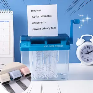 Mini Hand Shredder Portable Documents Paper Cutting Tool Home Office Desktop Stationery Christmas Birthday Gift Blue Manual Shredder