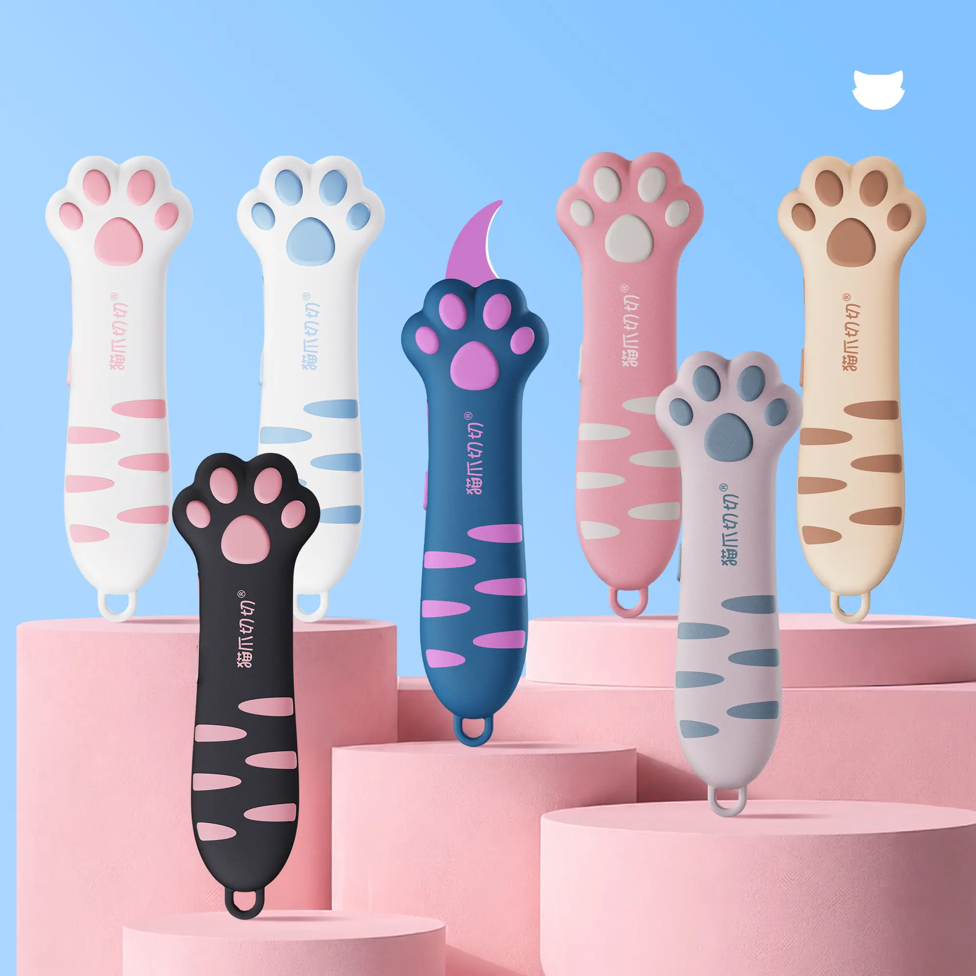 Meowkit Cute Retractable Cat Paw Box Cutter - Office Cutting Supply with Cute Design, Light Duty Compact Tool for Desk, Cardboard Packaging, Adds Personality to Workspace, Easy to Carry Unisex Office Gadget