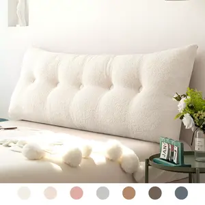 Ergonomic Bolster Headboard Wedge Rest Pillows for Bed Sofa with Washable Cover for Twin/Queen/King Bed in Teddy Velvet Fabric