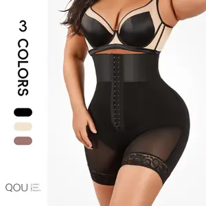 QOU High Waist Corset Shorts BBL Fajas Butt Lifter & Hip Enhancer Tummy Control Shapewear for Women with Zipper Crotch, High Compresion Body Shaper, Adjustable Waist Trainer, Womenswear Fabric waist tranier faja faja body shaper summerwins