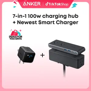 Anker Smart Display Charger, Anker Nano 45W Fast Charging USBC Charger with Smart Recognition, Built-In Care Mode, Compact with 180° Foldable Plug+Anker Nano Power Strip, Desk Clamp with 1500J Surge Protection,5 ft Extension Cord, tiktokshopspr