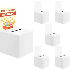 6 Pack 6 x 6 x 6 Inch Cardboard Ballot Box with Slot for Raffle Suggestion Donation Fundraising Voting Contest Collecting Tickets and Cards