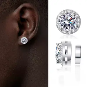 UURiel 1 Carat Four-Claw Magnetic  Earrings, Fashionable  Light Luxury, Unisex, Punch-Free Earrings, Couples Gift Magneticearrings Hijabs Women For Muslim Jewelry