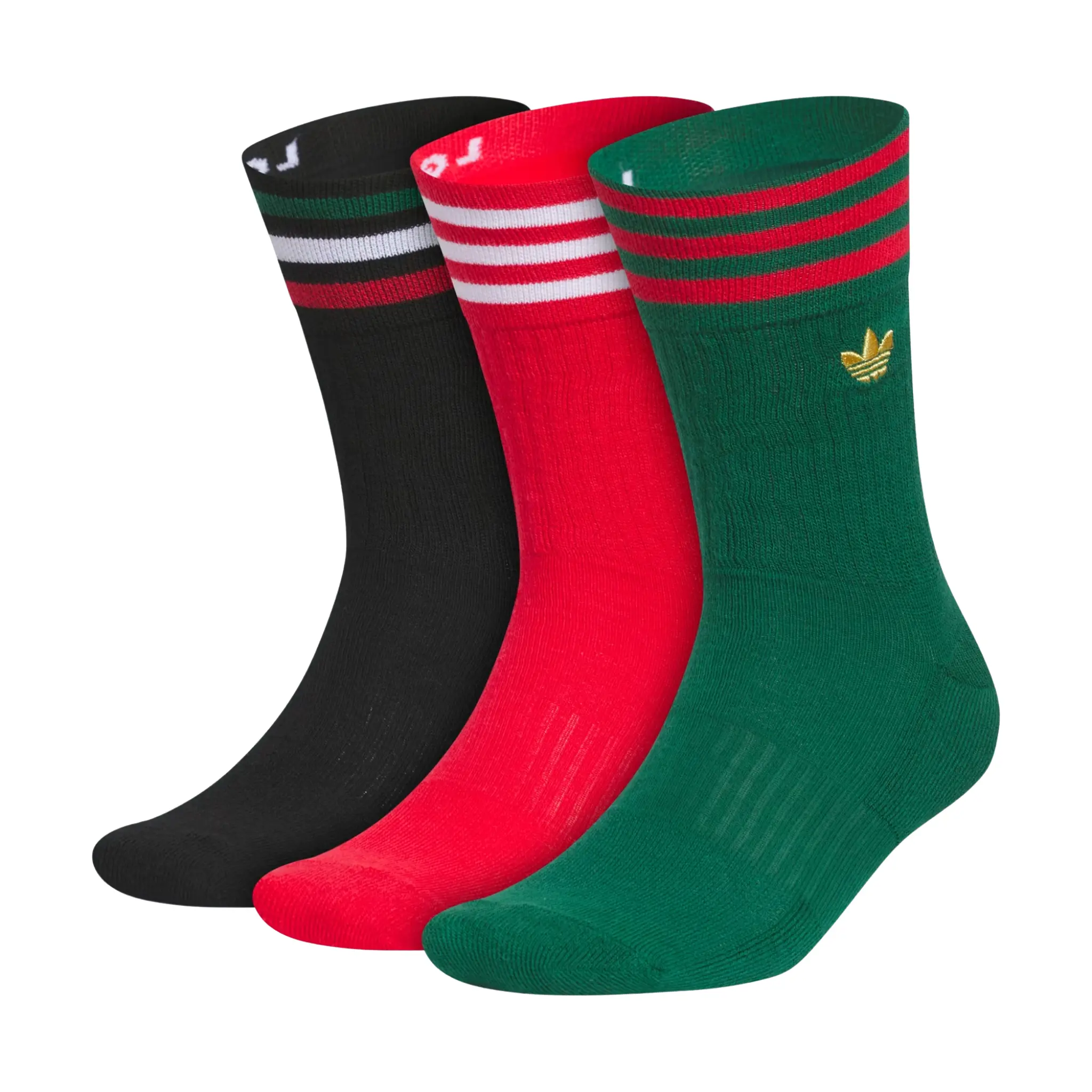 Adidas Originals Mexico Roller Unisex Sports Socks 3-Pack Crew Socks, Stretch Knit, Stripes, True-to-Size, Model JL4225, Athletic Socks