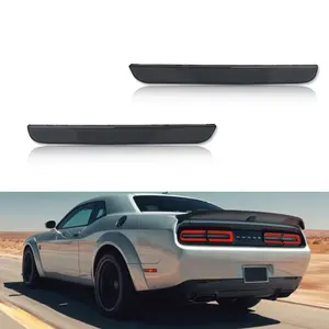 2pcs Blackout Smoked Lens Rear Bumper Reflector Lenses For 2015 2016 2017 2018 2019 2020 2021 2022 Dodge Challenger,Replace OEM 68211188AA,68211189AA