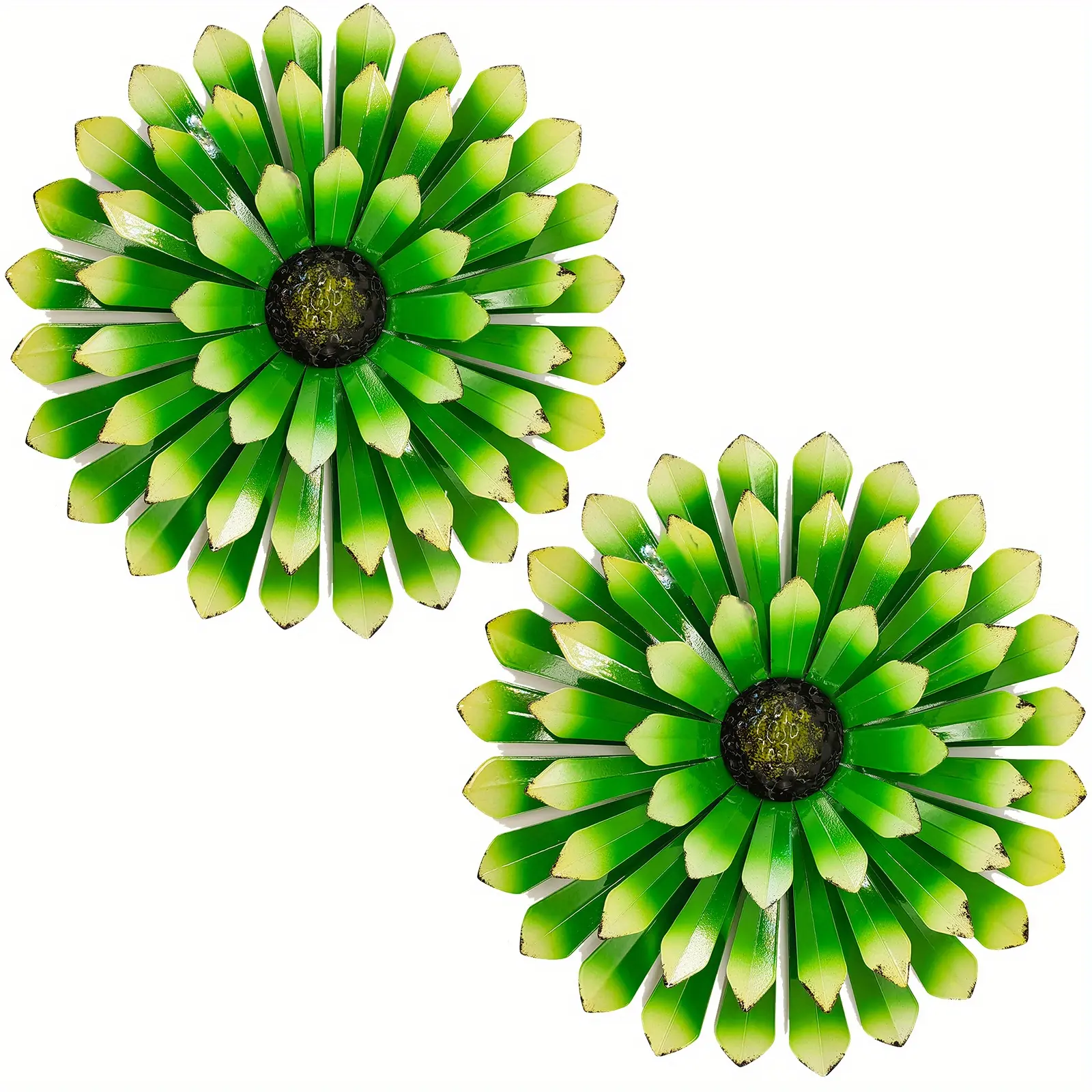 2Pcs, 12 Inch Metal Flower Wall Decor - Outdoor Indoor Metal Wall Art Sculpture, Wall Hanging Decoration for Fence, Patio, Dining Room