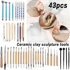43PCS Double-Sided Carving Knives, Pottery Clay Sculpting Tools, Double Sided Ceramic Clay Carving Tool Set with Carrying Case Bag, Pottery Modeling Smoothing great for carving, shaping, modeling,ect