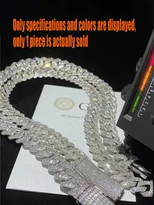 Hot Style IHot Style Ice Hip Hop Full Diamond Necklace Diamond Ice Crystal Cuban Chain Men's Hip Hop Cuban Jewelry Necklace, Ice Cold Diamond Hip Hop Style Cuban Chain Style, Luxury Glory Style Rap Singer Loves Jewelry, Birthday Gift