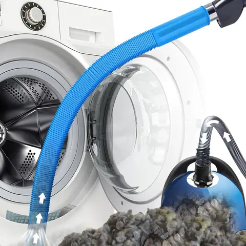 GJANSH Dryer Vent Cleaner Kit, Dryer Lint Vacuum Attachment Compatible with Most Vacuum Cleaner, Dryer Vent Cleaning Tool Vacuum Hose with Universal Connector, 31.5 Inch, Blue