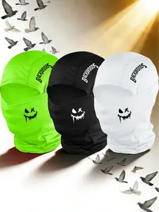 3pcs/2pcs/1pc Unisex Smiling Face and Letter Balaclava Mask Neck Gaiter Headwear Breathable Face Cover Mask for Men Women Outdoor Sports Hiking Fishing Commuting Suitable for Daily Wear
