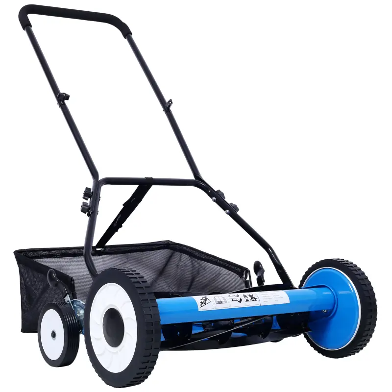 Manual Push Reel Lawn Mower - 16"/20" Cut, 5-Steel Alloy Blades, Manual Handle, Grass Catcher, Adjustable Cutting Height, No-Motor Grass Cutter for Lawn Mowing, Small Yarders & Gardens Tool Kit