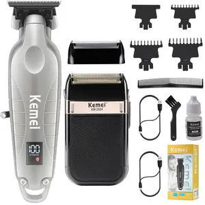 KEMEI Hair Trimmer for Men Professional & Waterproof Foil Shaver with Replaceable Foil Mesh, Zero Gapped Hair Clippers, Cordless Electric Razor for Men, Mens Grooming Shaving Kit, KM 2024, KM 2293 Silvery