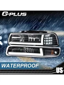 Fit For 99-02 Silverado/Suburban Clear Lens Headlights Bumper Headlamps