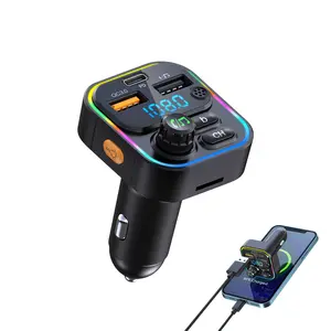 Bluetooth FM Transmitter for Car, 20W PD USB-C Fast Charger, QC 3.0 Wireless FM Radio Adapter, Hands-Free Calling, Audio Receiver Flash Drive, MicroSD Card