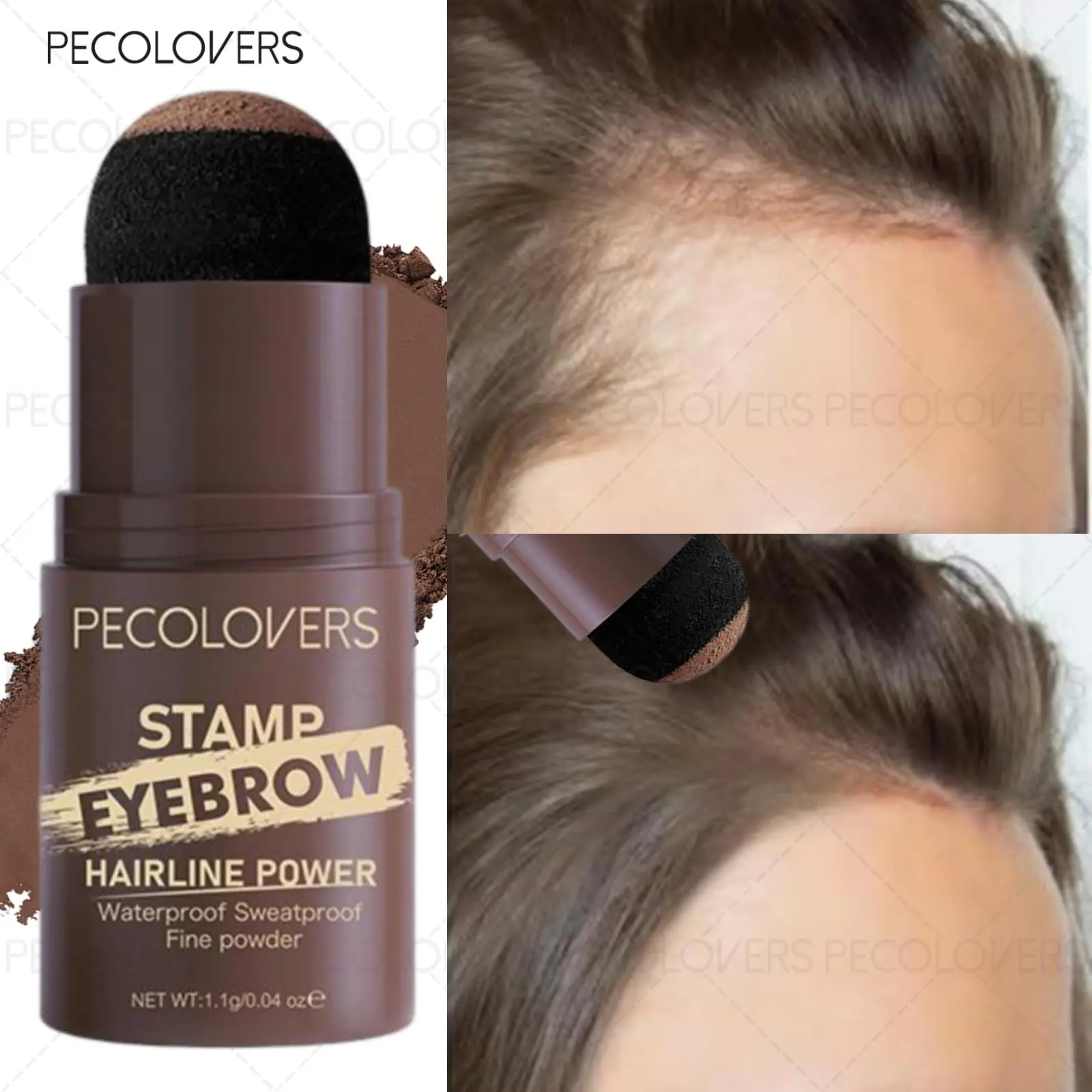 1PC Natural Brow Marks and Brow Powder, 3-in-1 Face Contouring, Eyebrow, Hairline Contouring Powder, 3D Brow Look, Waterproof and Sweatproof, Brow Makeup, Cosmetic