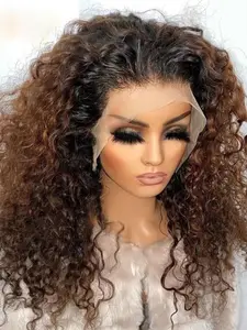Soft Non-Glue Pre-Banked 26 Inch Long 180 Density Daily Gradient Curly Wig, Ombre Brown 13x4x1 Lace Front Full Cap, Heat Resistant, Lace Frontal Wigs