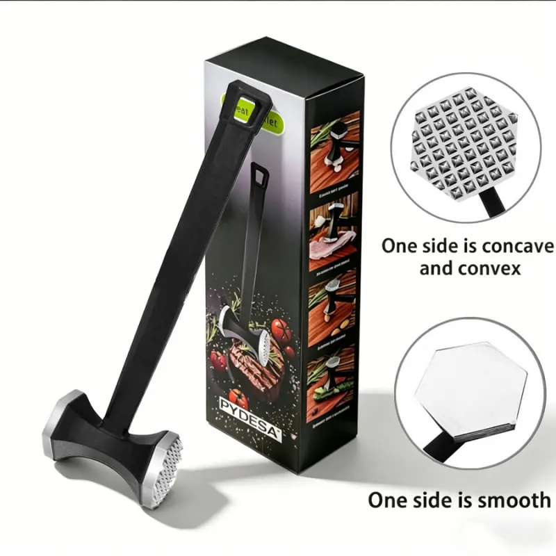 Premium Meat Tenderizer Mallet, Stainless Steel Non-Slip Handle Meat Hammer, Dual-Use Kitchen Tool Kitchen Gadgets For Tenderizing Meat, Pounding Steak, Marinating
