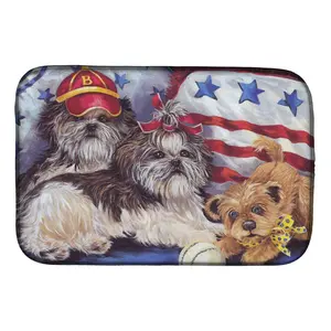 212 MAIN Decorative Kitchenware Dish Drying Mat - 14x21 in., Shih Tzu Americana Sweethearts Design for Home Tableware
