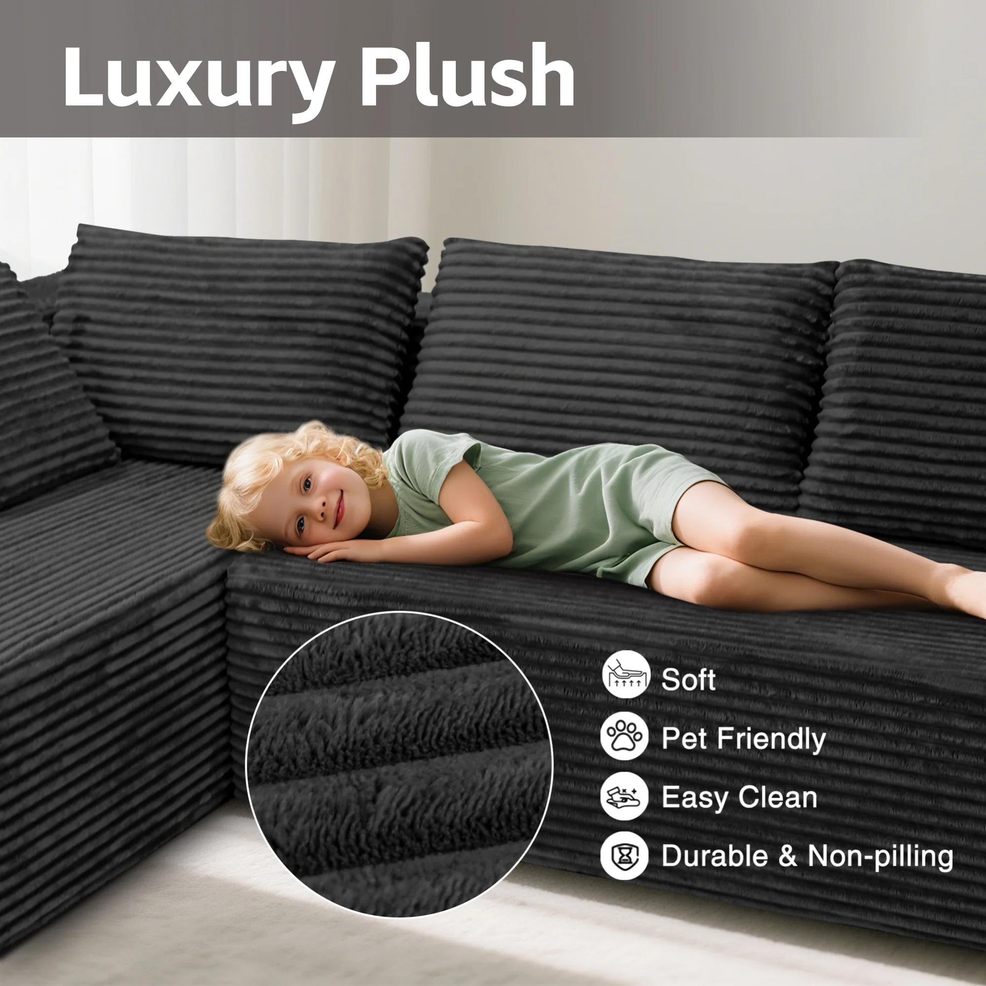 105" Modern Modular Sofa With Deep Seat, Cloud Sectional Couch With L-Shape Chaise, No Assembly Required,Suitable For Living Room, Living Room Christmas Decoration, Living Room & Bedroom Furniture Sets, Muebles, Sofá Cama, Cama King Size, Furniture. 105" Modern Modular Sofa With Deep Seat, Cloud Sectional Couch With L-Shape Chaise, No Assembly Required,Suitable For Living Room, Living Room Christmas Decoration, Living Room & Bedroom Furniture Sets, Muebles, Sofá Cama, Cama King Size, Furniture.