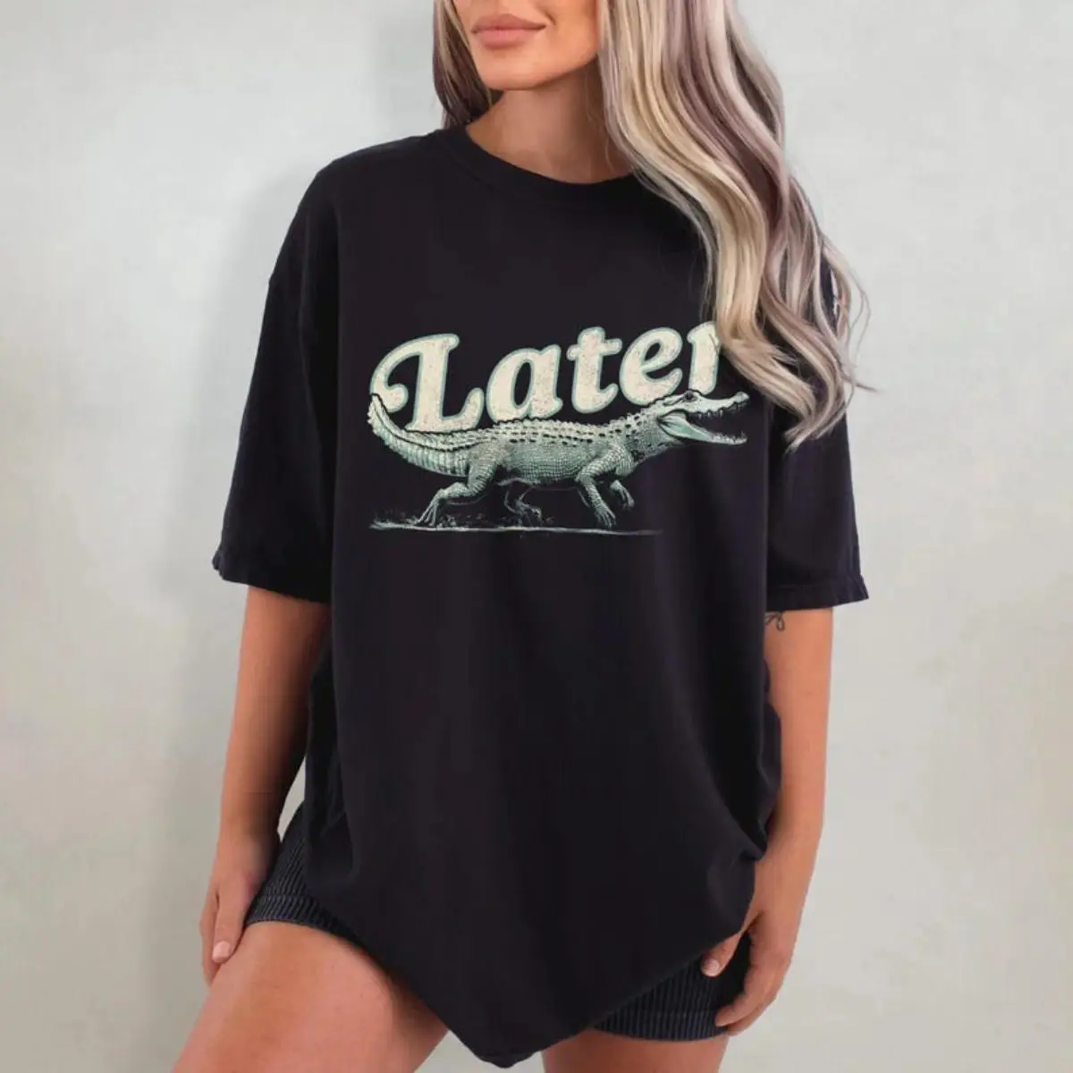 【100% cotton】 Later Gator Shirt  Distressed 【100% cotton】 T-Shirt, Funny Alligator T Shirt, Oversized Graphic Tee, Indie Tshirt, Retro Crocodile Top