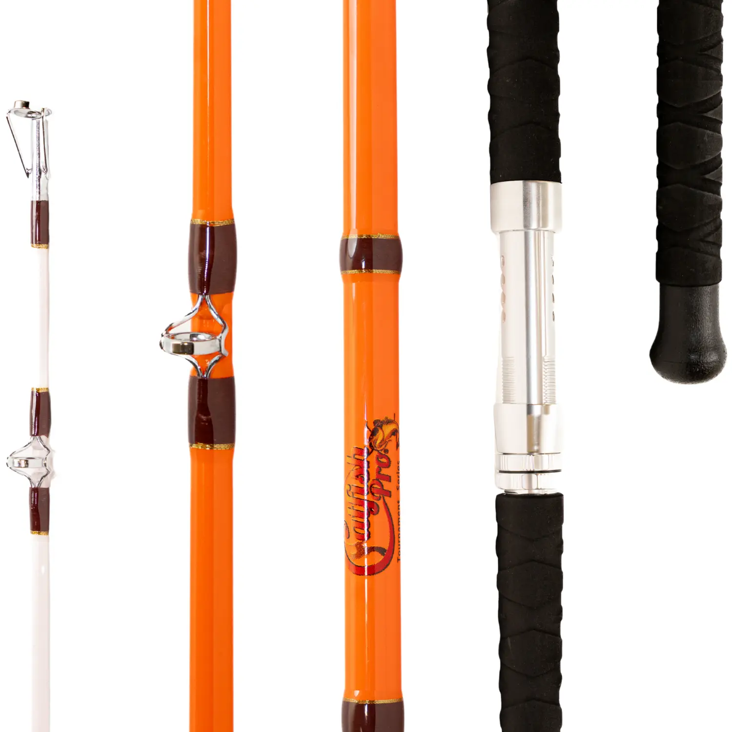 Catfish Pro Tournament Series 2.0 Spinning Sun-Glow Rod, 7'6" (90 Inches)) 14 oz S-Glass E-Glass Graphite Blend, Full Grip Non-Slip EVA Handle, Aluminium Chrome Guides, Sun-Activated Full Glow Function, Fishing Rods, Day Or Night Fishing, Sensitivity To F