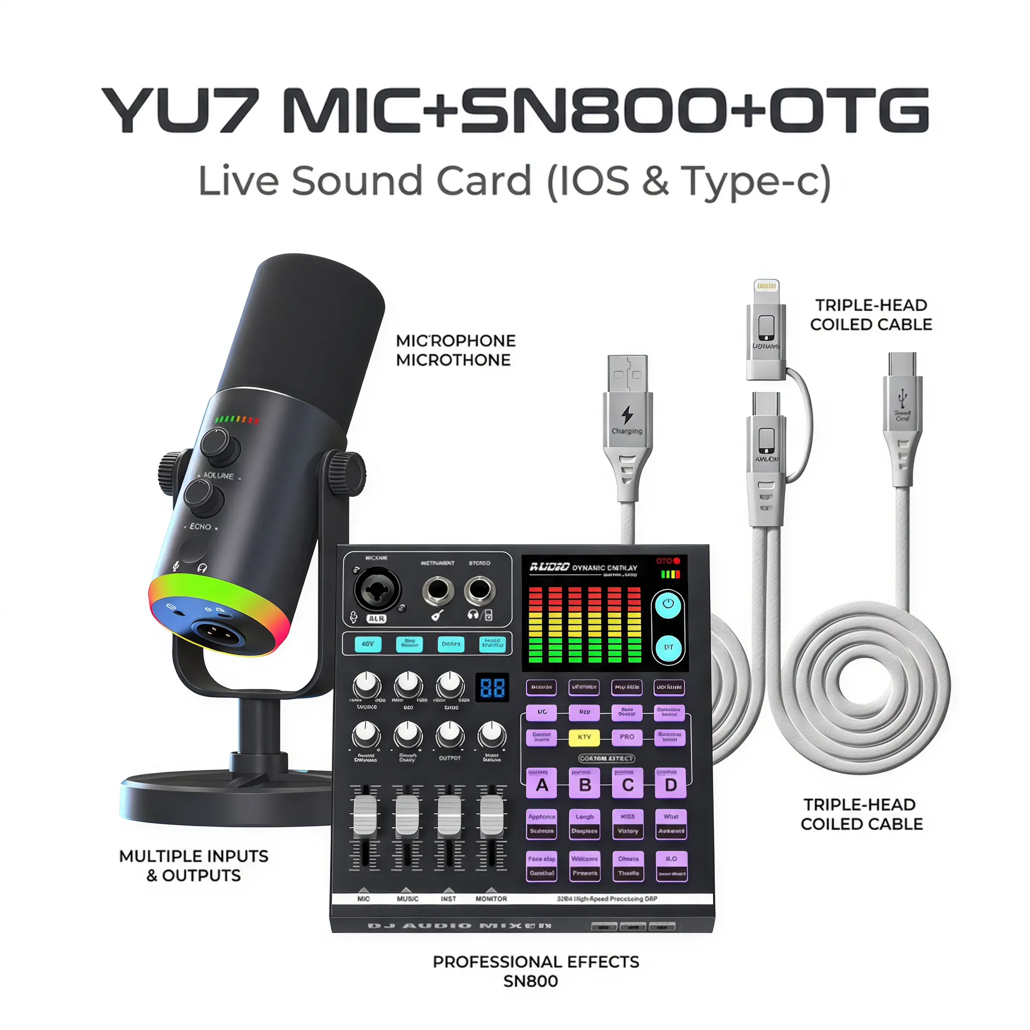 Karaoke SN800 Sound Card with Bluetooth Accompaniment | Professional Reverb Audio Mixer for Home KTV Singing Live