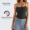 EasyGala Women's Double Lined Square Neck Tank Top Adjustable Spaghetti Strap Cami Criss Cross Back Slim Fit Y2K Going Out Top Soft Stretch Summer Outfit Layering Camisole Shirt Trendy Women's Tops Date Night Clubwear