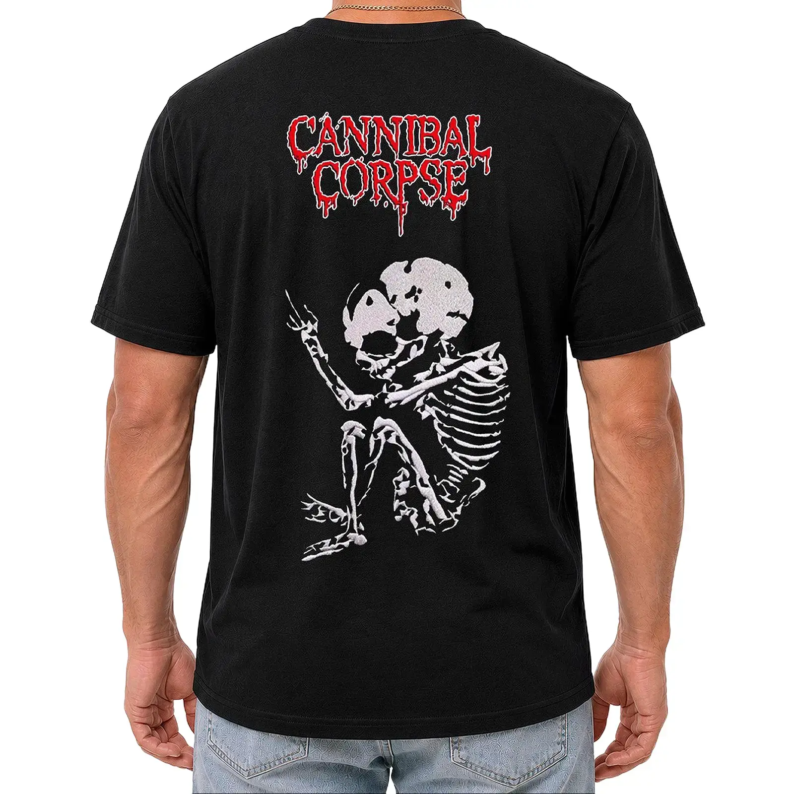 Cannibal Corpse Skeleton Graphic T-Shirt, Horror Death Metal Tee, Pure Cotton Crew Neck Short Sleeve Unisex Streetwear Top