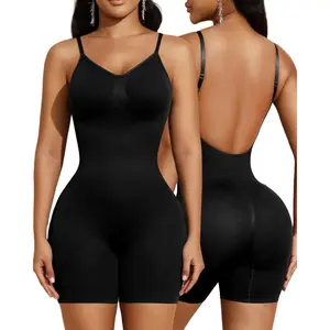 Women's Backless Thong Body Shaper Bra - Deep V Plunge, Adjustable Straps, Basic Lightweight Mesh Fabric Bodysuit, Invisible Shapewear for Wedding, Evening Low Cut Dresses