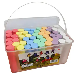 Washable Sidewalk Chalk Set 52 Pieces 7Colors Jumbo Chalk For Kids and Adults Paint on Classroom Chalkboard or Outdoor Playground Good Gift for Party