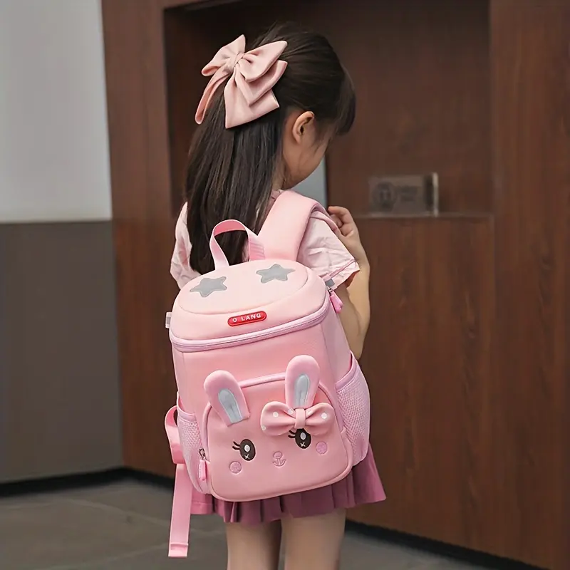 Girls' Cute Bunny School Backpack, Small Lightweight Waterproof Animal Bag with Adjustable Straps for Pre-School & Kindergarten, School Backpacks, Cute Backpack