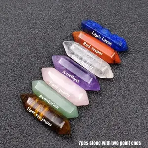 14PCS Pointed Quartz Crystal Chakra Stone Set 2026 Viral Healing Crystal Trend Hexagon Rose Quartz Energy Stone Kit Natural Reiki Meditation Crystal for Chakra Balance Energy Healing Home Bedroom Decor Display Gift for Yoga Lover