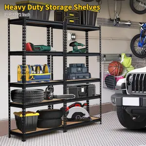 Heavy Duty 5-Tier Garage Storage Rack – Adjustable Metal Shelving Unit, 2500 lbs Capacity, 48"W x 18"D x 72"H, Boltless Steel Frame, MDF Boards – For Basement, Pantry, Laundry, Warehouse