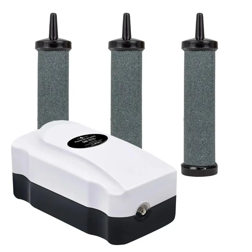 Aqua Dream Classic 5W Quiet Aquarium Pump Kit Set - 5W Motor, High-Density Oxygenation Aerator, 3 Carborundum Air Stones, 55 GPH 4-Level Regulation Knob, 10.7oz, Anti-Vibration Motor, Power Supply, Plug-Play for Fish Tanks, Hydroponics
