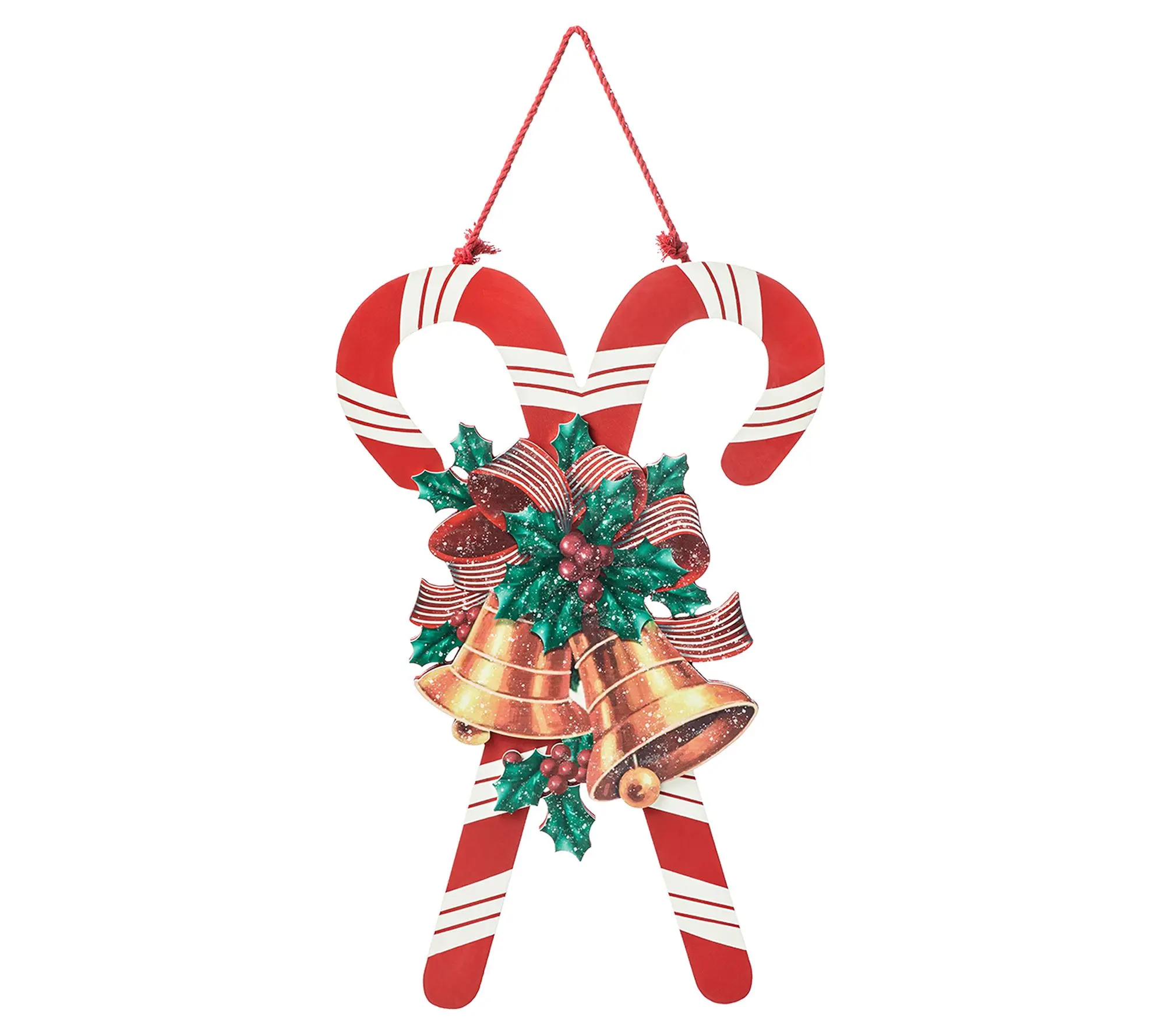 Glitzhome 20"H Wooden Christmas Candy Cane Wall  Decor