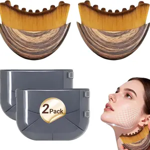 Lymphatic Drainage Massager Face Brush, Facial Brush, Sculpt Jawline & Reduce Puffiness, Double Chin Reducer, Improve Skin Glow & Absorption, 2 Pack