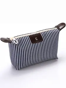 New Striped Dumpling Makeup Bag, Waterproof Skincare Storage Pouch, Portable Handbag, Fashion Travel Toiletry Bag