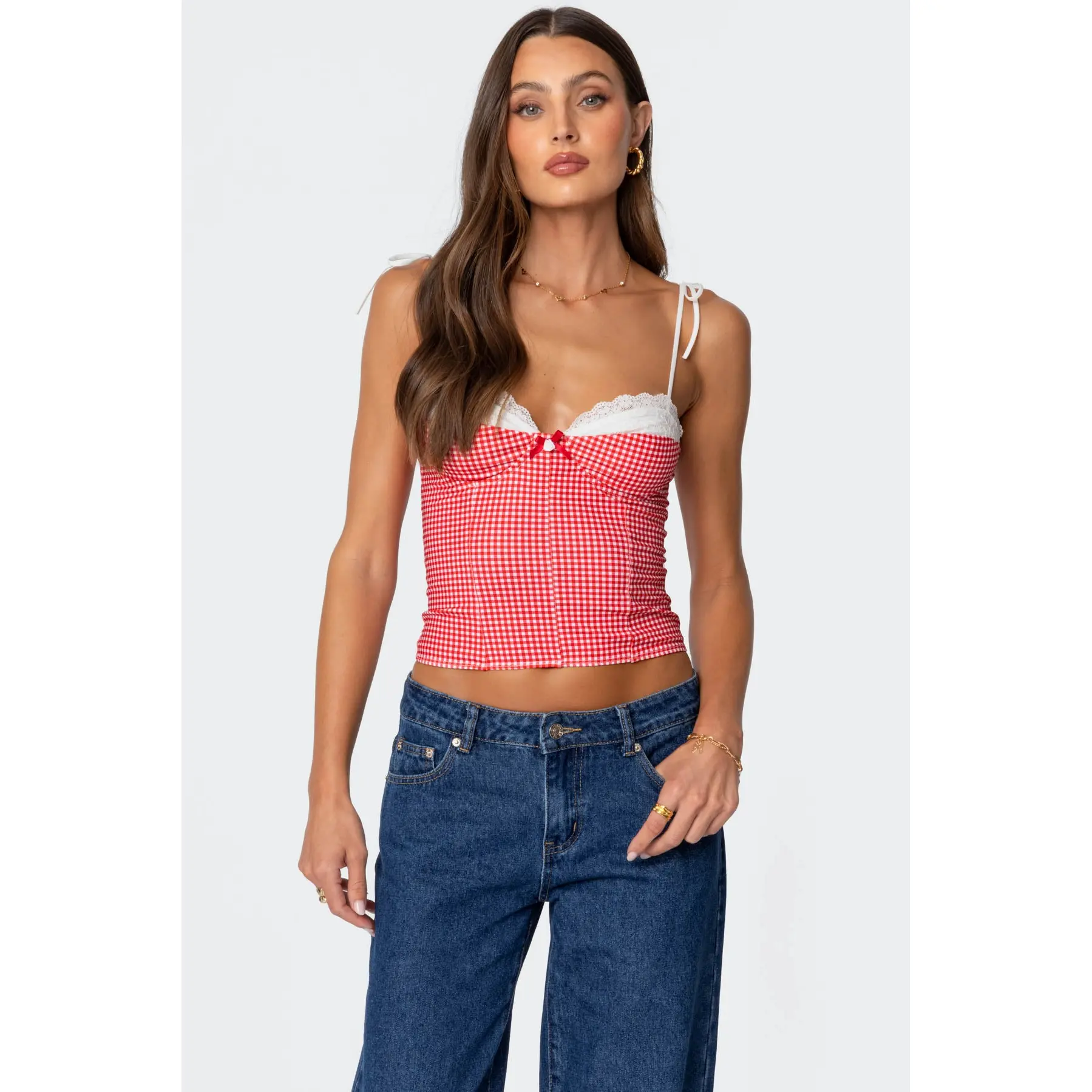 Peekaboo Lacey Gingham Corset