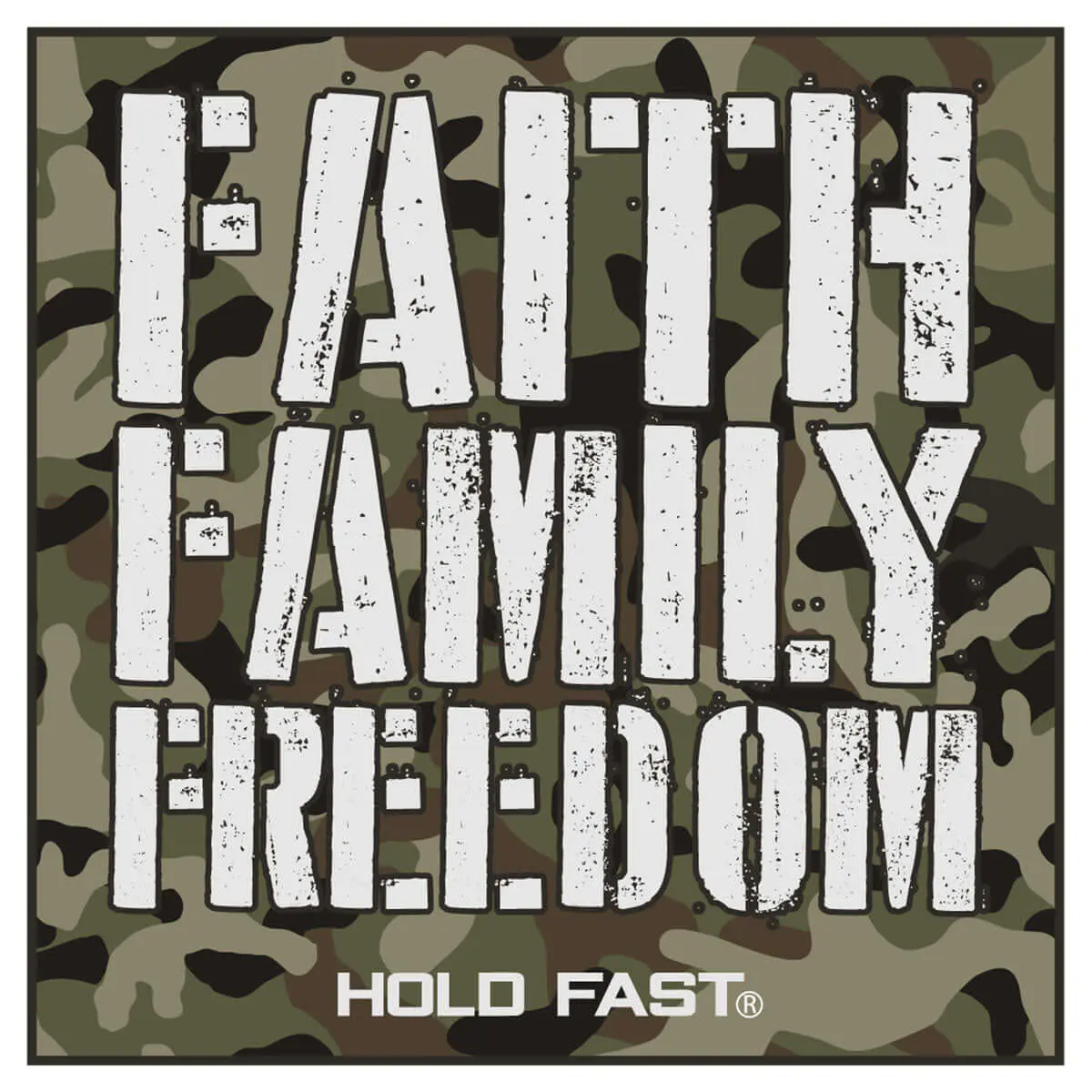 HOLD FAST Camo Sticker - 3.5" x 3.5" Camouflage, Water Resistant, Faith Family Freedom Themed, Ideal for Bike, Gifting to Neighbors (DIY Scrapbooking & Stamping Accessory)