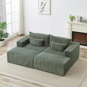 【 2 Package 】87" Oversized Sectional Lounge Chaise, No Assembly Required, Cloud Plush Loveseat with two Removable Footstool, Fluffy Modern Sleeper Chair for Indoor Living Room Bedroom Modular Sofa Couch Reversible Modular Sofa